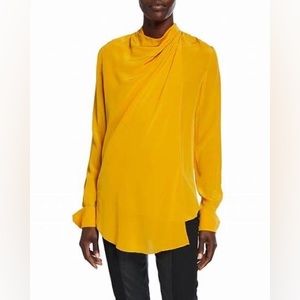 NWT A.L.C. Size 0 orange silk tie neck blouse - beautiful draping.